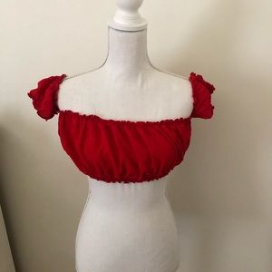 Forever 21 cropped red ruffle shirt